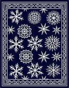 Deep Blue Snowflake Winter Celebration Rug