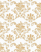 Gold Floral Scroll Damask Rug