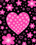 Pink Heart Floral Pattern Rug