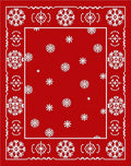 Red Snowflake Border Pattern Rug