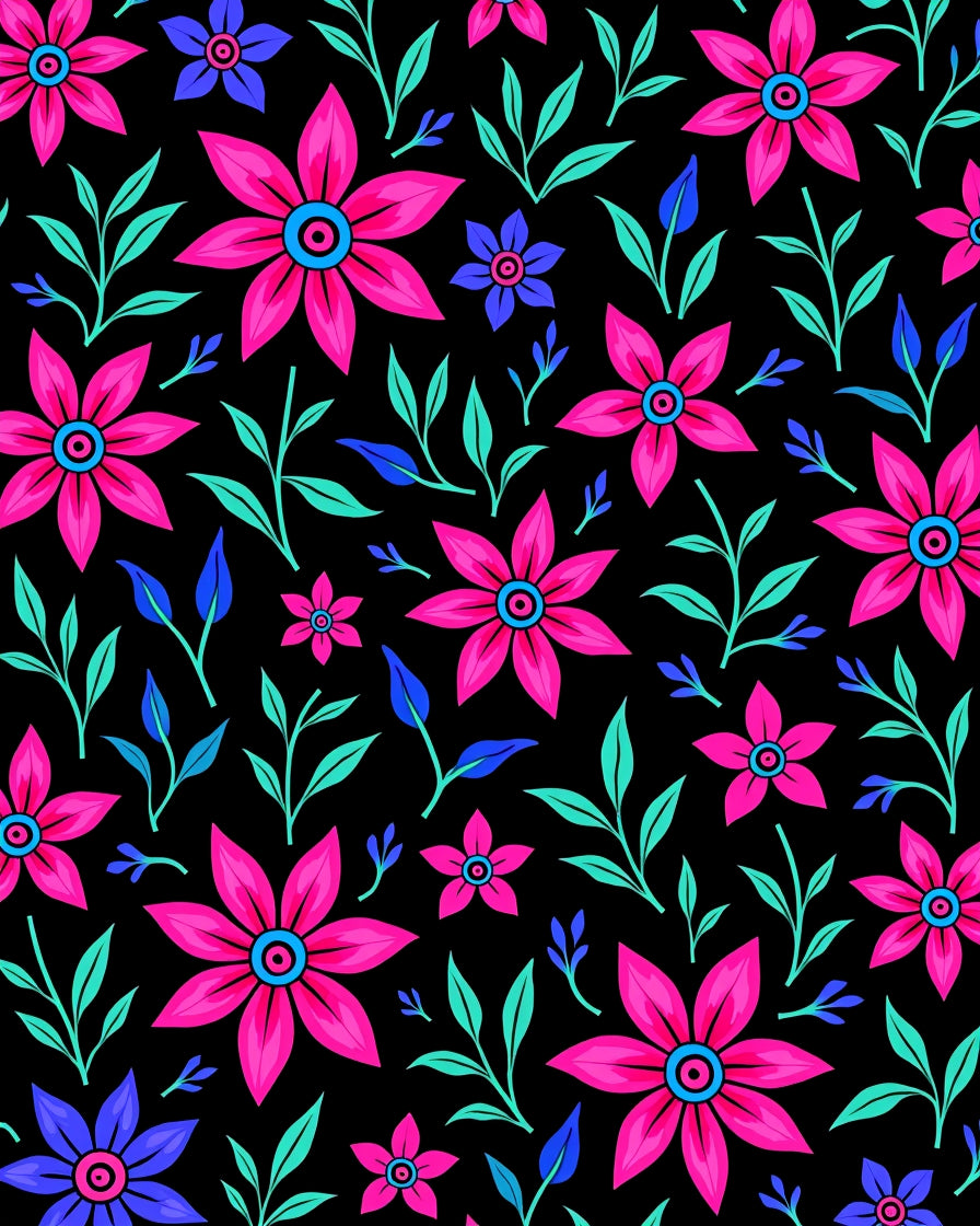 Vibrant Floral Swirls Pattern Rug