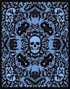 Gothic Skull Blue Black Pattern Rug