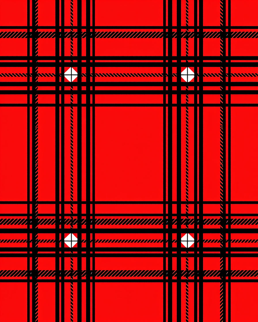 Bold Red Black Plaid Pattern Rug