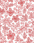 Crimson Red Floral Botanical Swirl Rug