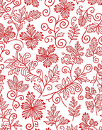 Crimson Red Floral Botanical Swirl Rug