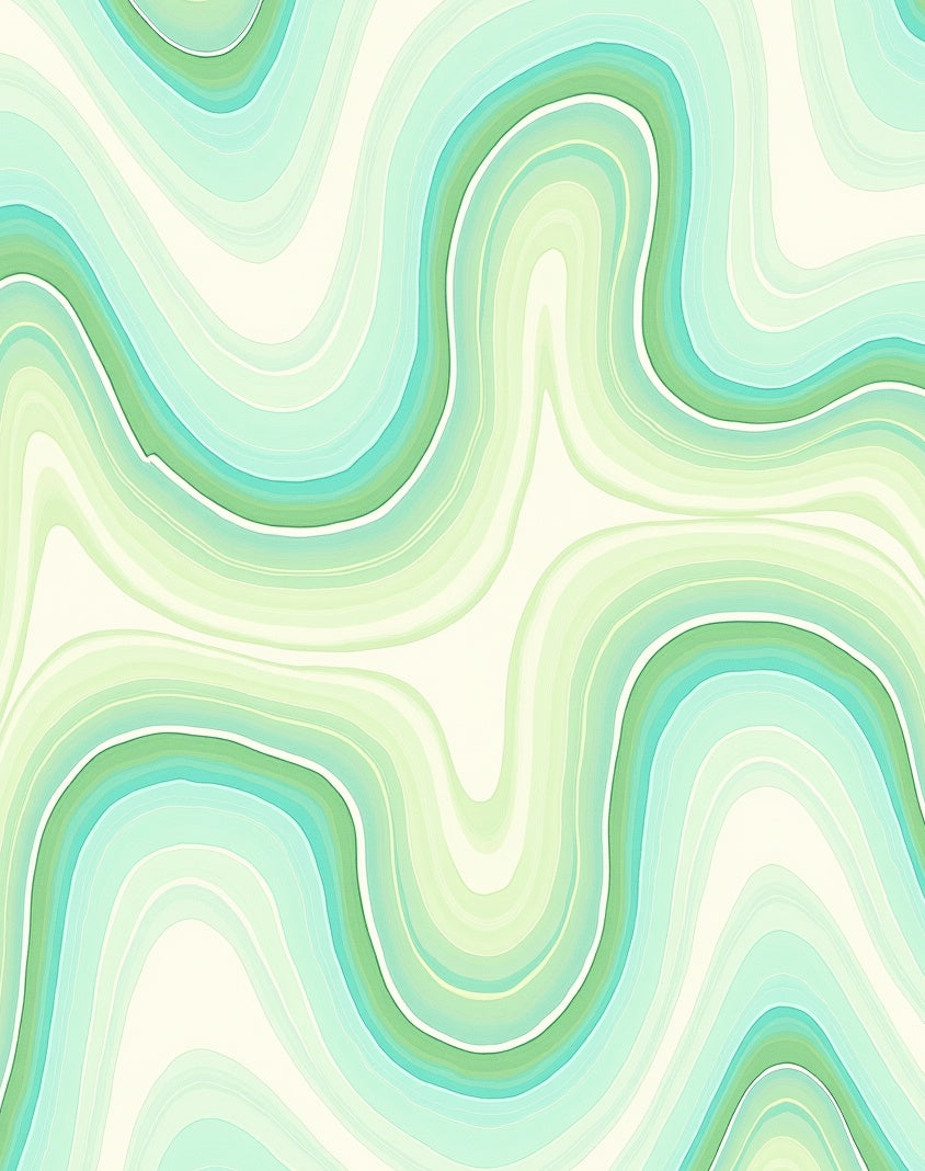 Mint Green Wavy Stripes Design Rug