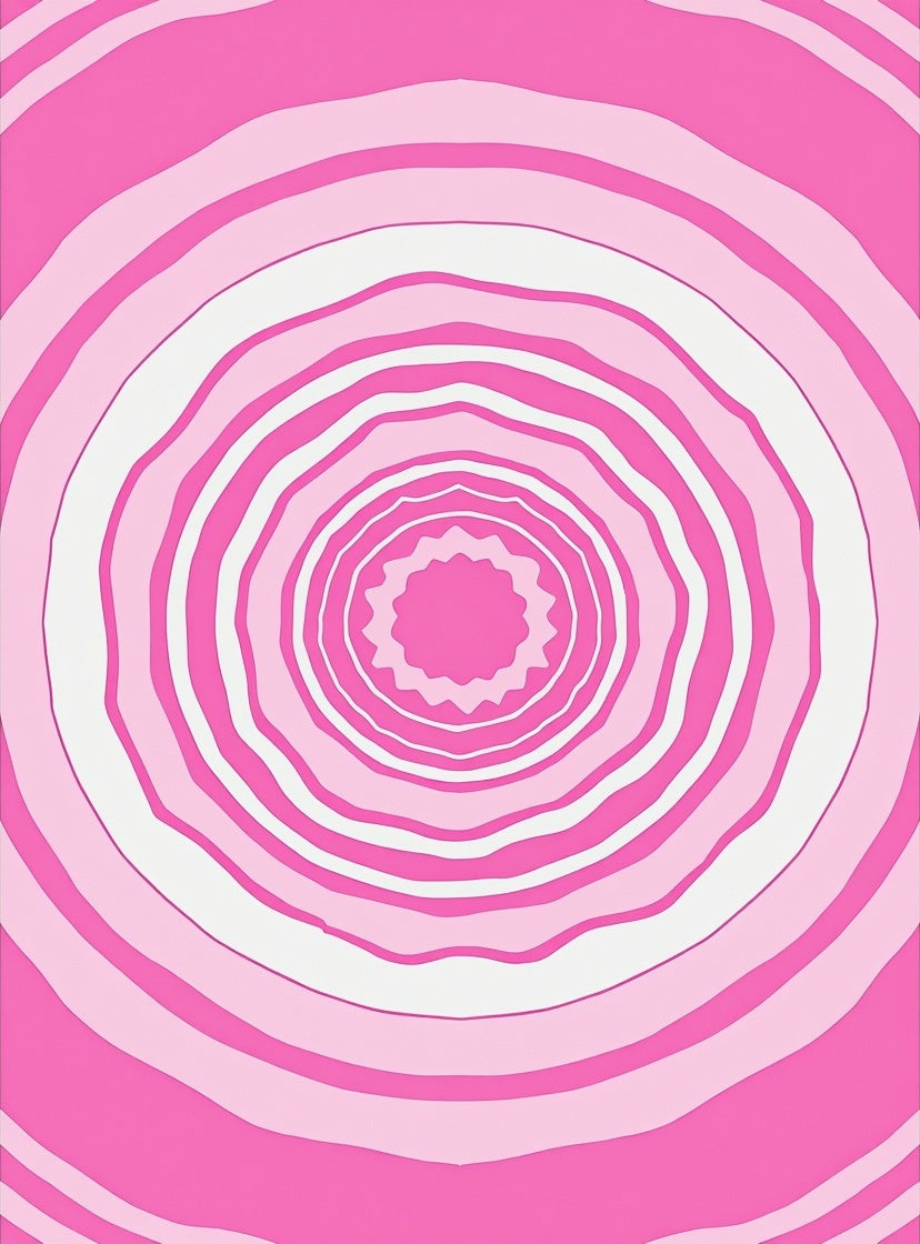 Concentric Pink Wave Pattern Rug