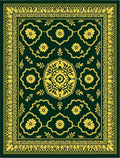 Elegant Green Gold Floral Medallion Rug