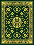 Elegant Green Gold Floral Medallion Rug