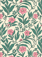 Floral vine pattern in pink and green Rug
