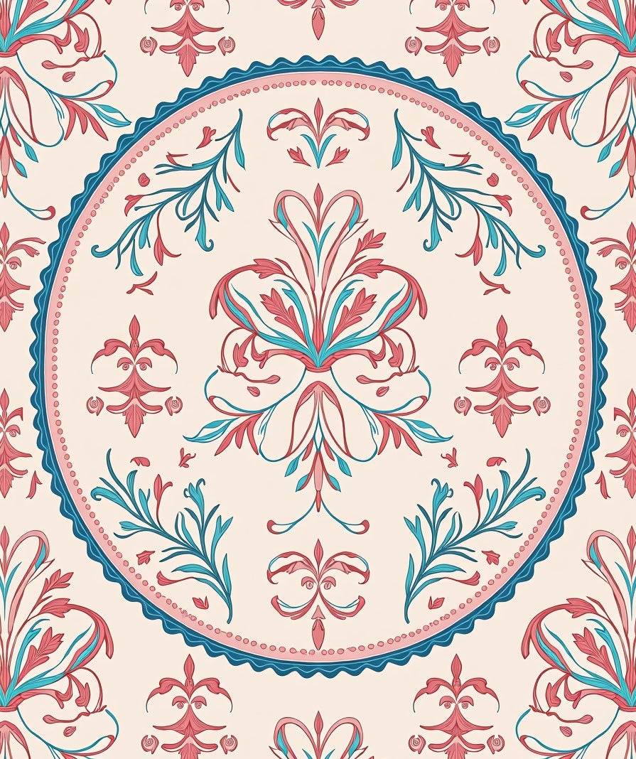 Ornate Floral Medallion Design Rug