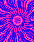 Vibrant Pink Swirl Sunburst Rug