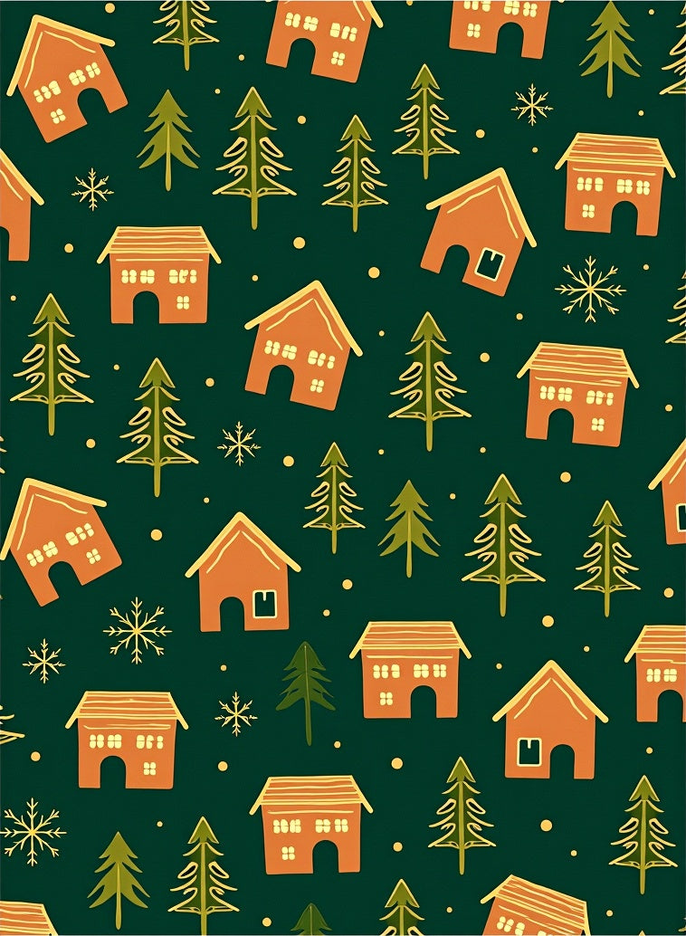 Gingerbread Houses and Trees Festive Pattern Rug