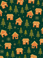 Gingerbread Houses and Trees Festive Pattern Rug
