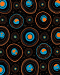 Abstract Orange Blue Cosmic Circles Rug