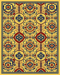Ornate Floral Medallion Yellow Red Blue Rug