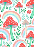 Whimsical Mushroom Rainbow Foliage Design Rug