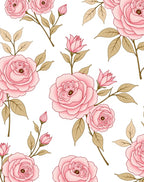 Pink Rose Patterned Artistic Rug