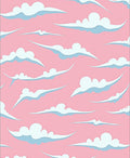 Whimsical Cloud Patterned Pink Blue Rug