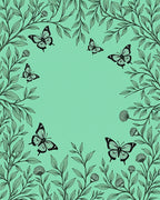 Botanical Butterfly Sketch Pattern Rug
