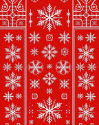 Red White Snowflake Pattern Rug