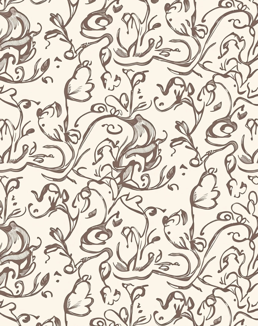 Sketchy Floral Swirls Pattern Rug