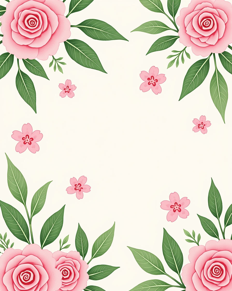 Pink Roses and Cherry Blossoms Floral Rug