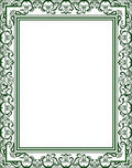 Dark Green Botanical Scroll Frame Rug