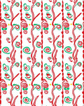 Red Green Whimsical Swirl Star Rug