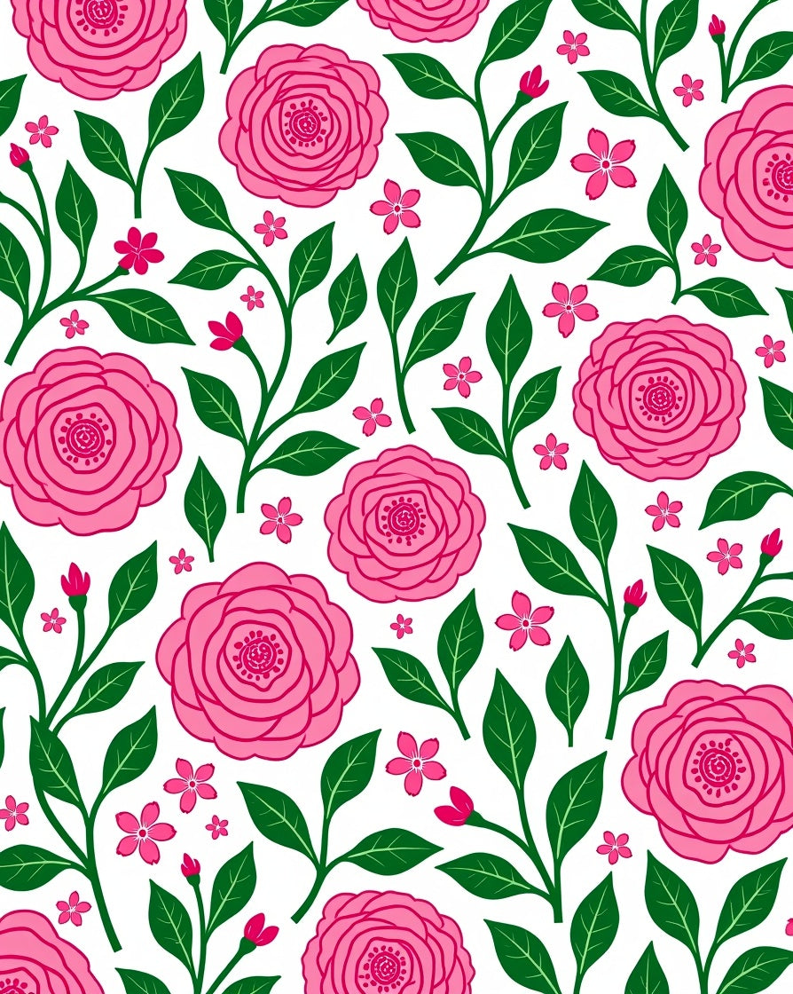 Pink Floral Branches Pattern Rug