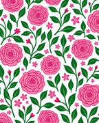 Pink Floral Branches Pattern Rug