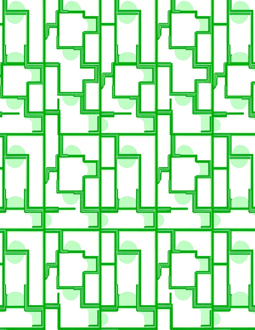 Geometric Green Lines Pattern Design Rug