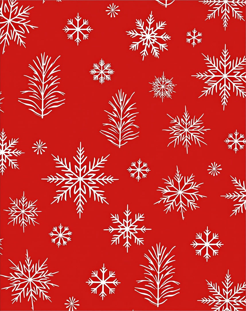 Red White Snowflake Winter Pattern Rug