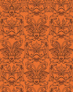 Bold Orange Floral Face Pattern Rug