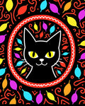 Black Cat Colorful Whimsical Art Rug