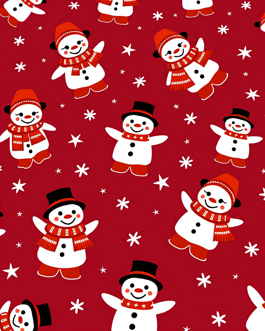 Cute Snowmen Star Pattern Rug