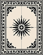 Classic Starburst Floral Border Design Rug