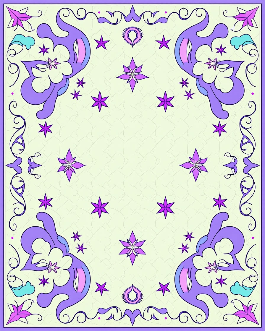 Whimsical Floral Star Patterned Rug