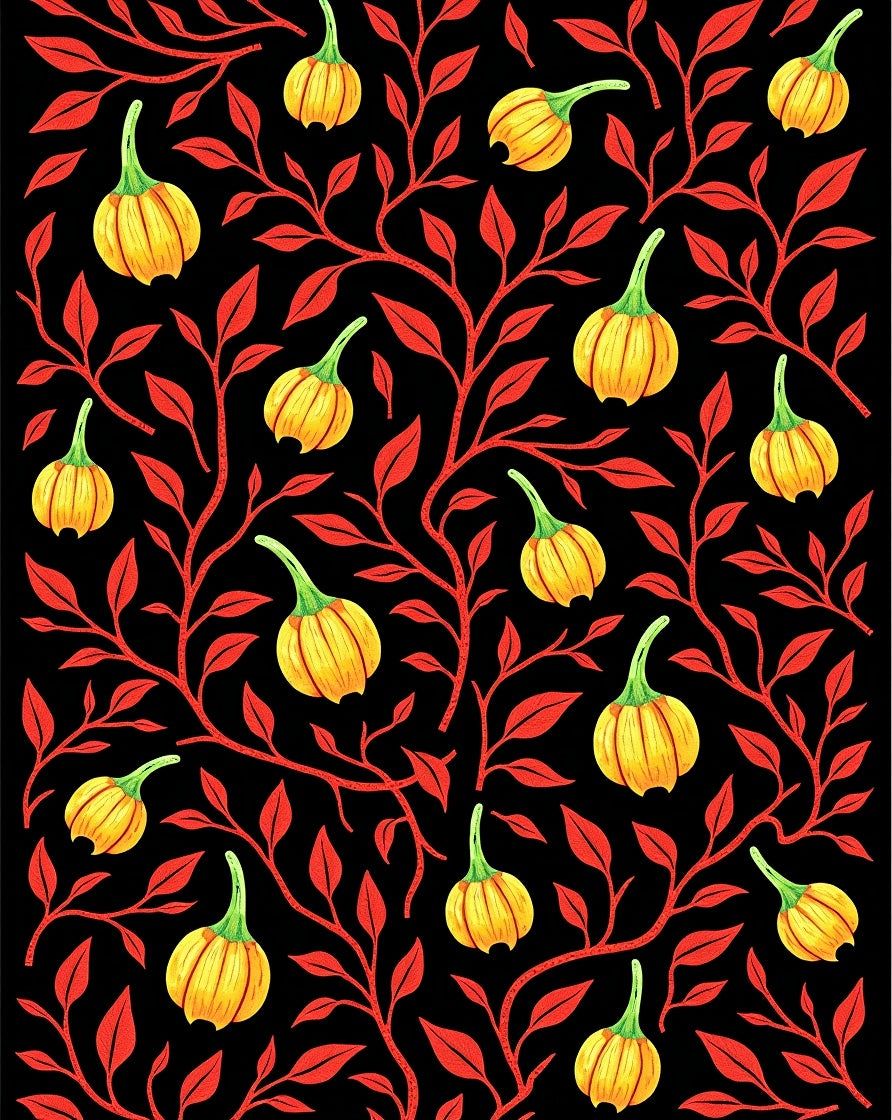 Gourd Vine Floral Pattern Rug