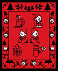 Red Whimsical Gnome Woodland Border Rug