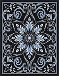 Black White Grey Floral Medallion Rug