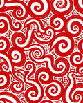 Bold Crimson Swirl And Tribal Rug