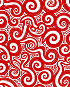 Bold Crimson Swirl And Tribal Rug