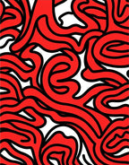 Bold Red Swirl Pattern Rug