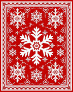 Red White Snowflake Festivity Pattern Rug