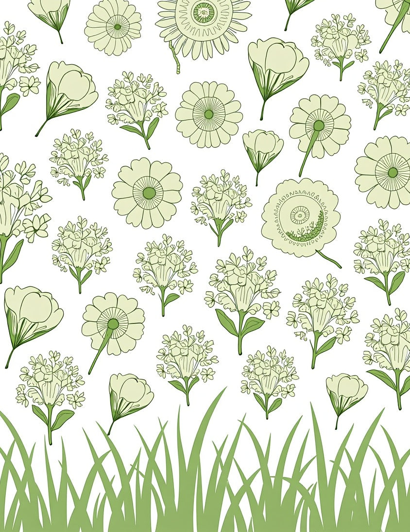 Pale Green Floral Pattern Design Rug