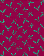 Teal Leaf Pattern On Magenta Background Rug
