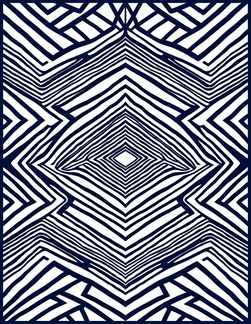 Abstract Navy Geometric Optical Illusion Rug