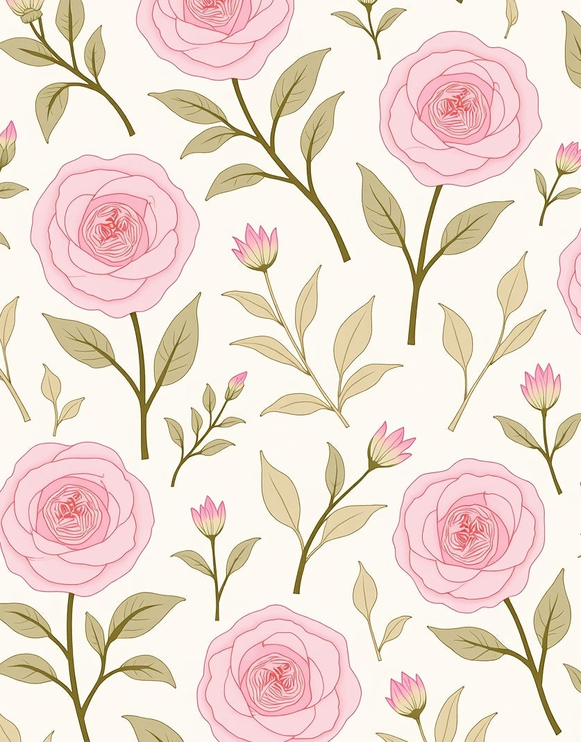 Soft Pink Rose Pattern Design Rug