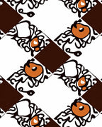Abstract Orange Swirls Diamond Pattern Rug